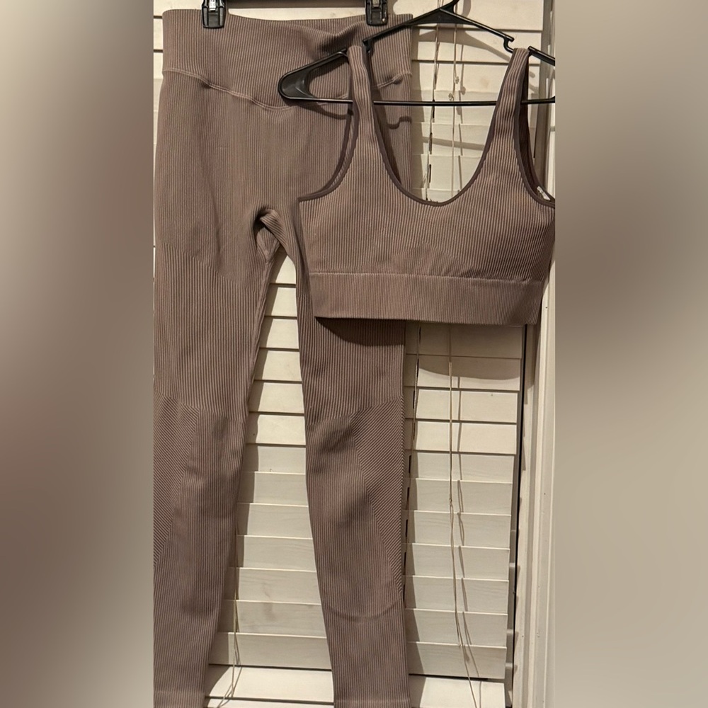 Forever 21 Taupe Ribbed Leggings and Top Set